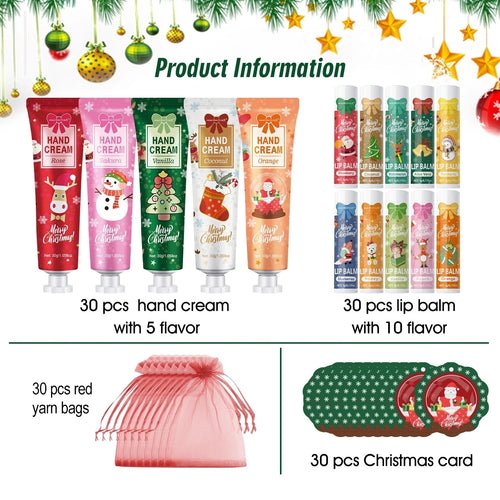 Christmas gift set distribution 120PCS/box in bulk, lip balm in bulk, hand cream in bulk, Christmas cards, gift gauze bags Oasis Select