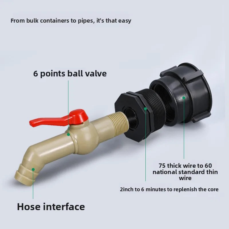 S60x6 Coarse Thread IBC Water Tank Adapter 1/2" 3/4" 1" Garden Hose Pipe Fittings Drain Connector Oasis Select