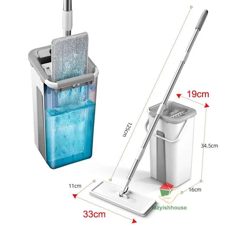 Flat Squeeze Mop with Bucket – 360° Rotating Microfiber Floor Mop & Bucket Set Oasis Select