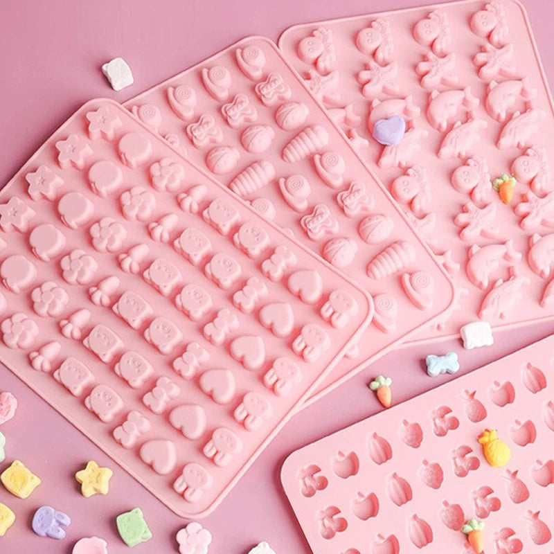Mix Fruit Animal Mold Silicone Chocolate Rabbit Fish Fudge Candy Jelly Mould Geometric Heart Cake Decor Baking Ice Tray Gifts Oasis Select