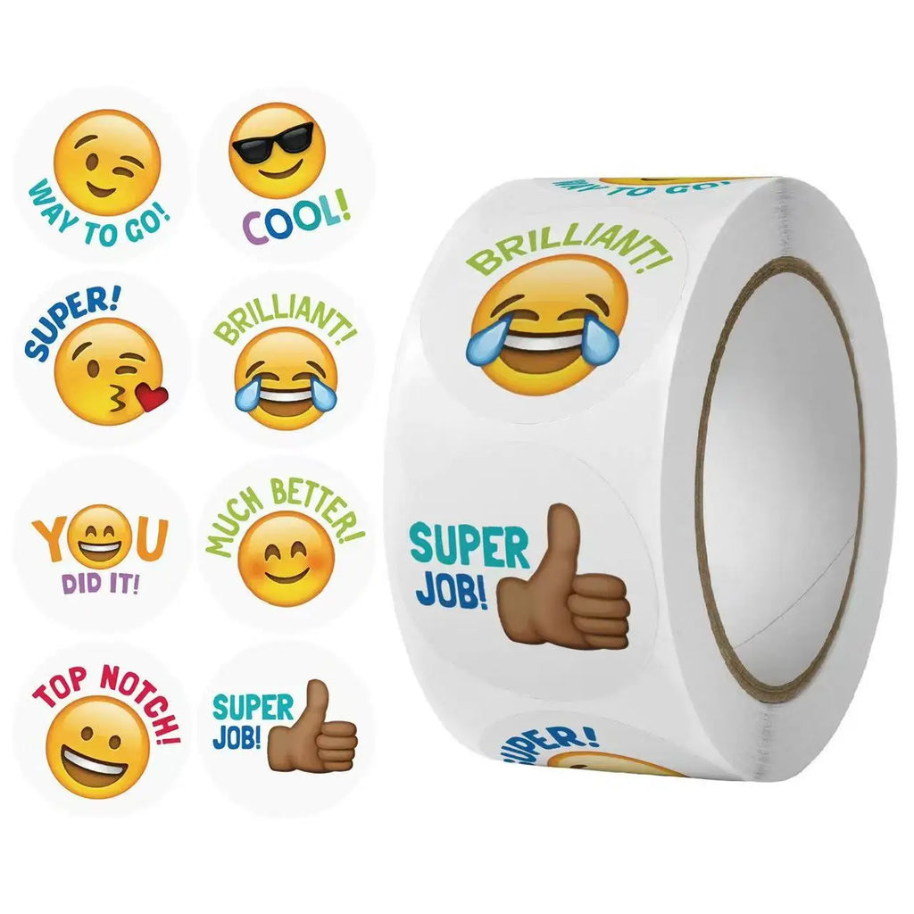 500pcs/Emotional Stickers Reward Stickers Smiling Face Design Fashion Emotional Text Thanksgiving Stickers, Paper Packaging Oasis Select A