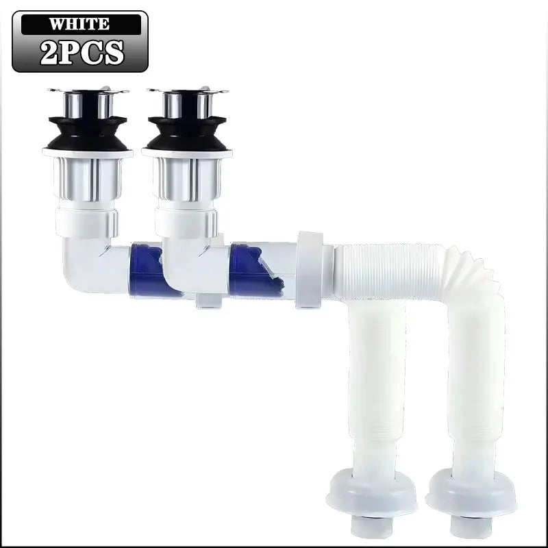 Flip-Top Kitchen Sink Drain Retractable Deodorizing Filter Flexible Downspout Bathroom Sink Anti Clogging Kitchen Accessories Oasis Select White-2PCS