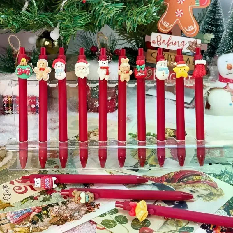 5Pcs Christmas Gel Pen Student Prizes Cartoon Christmas Tree Santa Claus Snowman Gel Pen Creative Student Stationery Gift Oasis Select