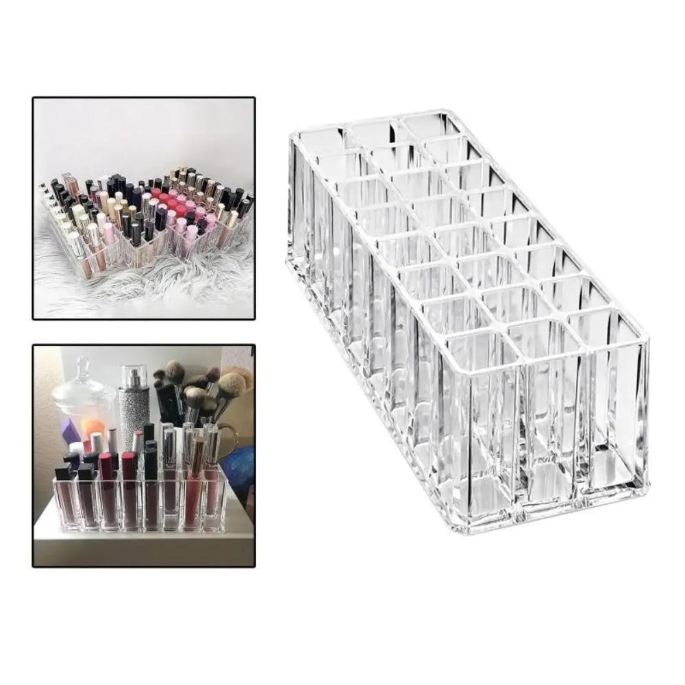 24-Slot Clear Acrylic Lipstick Holder & Makeup Organizer