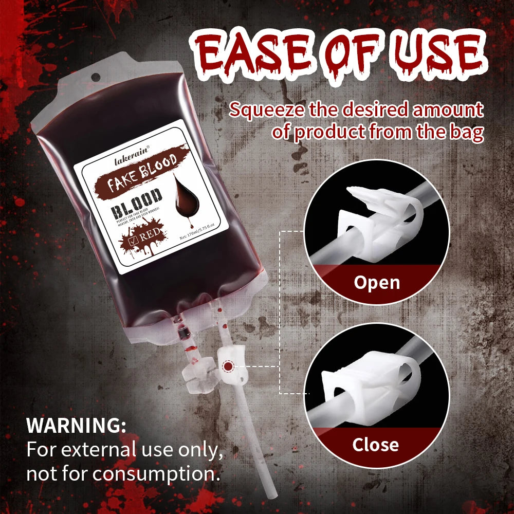 Lakerain 170ML Fake Blood Halloween Ultra-realistic Fake Blood Makeup Safe Non-Toxic Cosplay Horror Prop Party Decoration Oasis Select