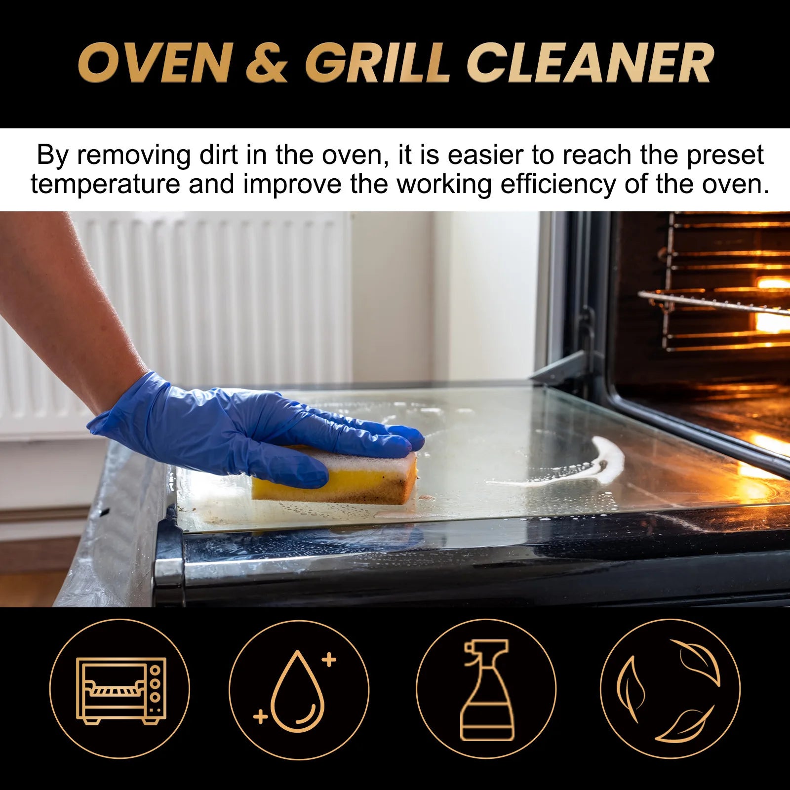 Stove Oven Foam Cleaner Quick Cleaning Inner Wall Dirt Grill Oil Stains Food Residues Unpleasant Odour Grease Stove Oven Cleaner Oasis Select