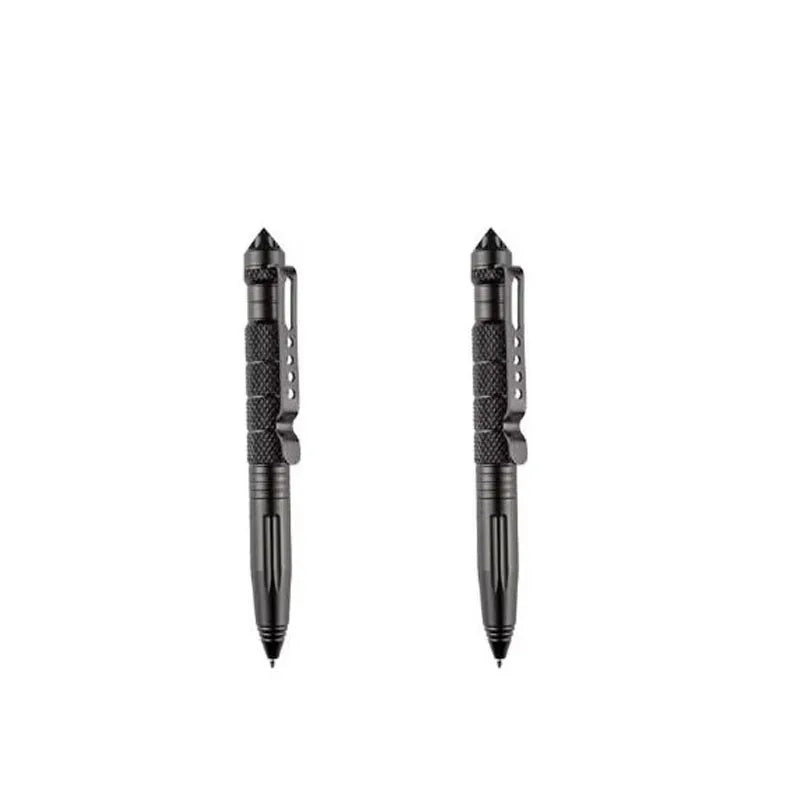 1/2pcs High Quality Metal Military Tactical Pen School Student Ballpoint Pens Emergency Glass Breaker Self Defense Supplies Oasis Select 2pcs black