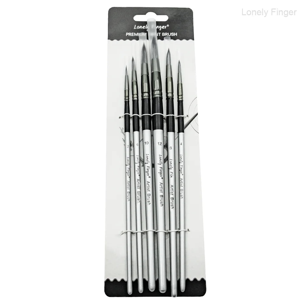6pcs Paint Brushes Set for Acrylic Painting,Watercolor,Oil，Inks，Gouache，Crafts, Brush Tip Flat，Round, Angle，Filbert,Paint Oasis Select 6pcs Sliver Round