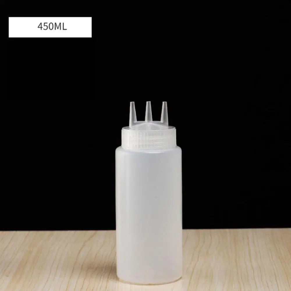 New Plastic Squeezing Sauce bottle Graduated Squeezable Gravy Boats Tableware Reusable Jam Container Oasis Select White-450ml