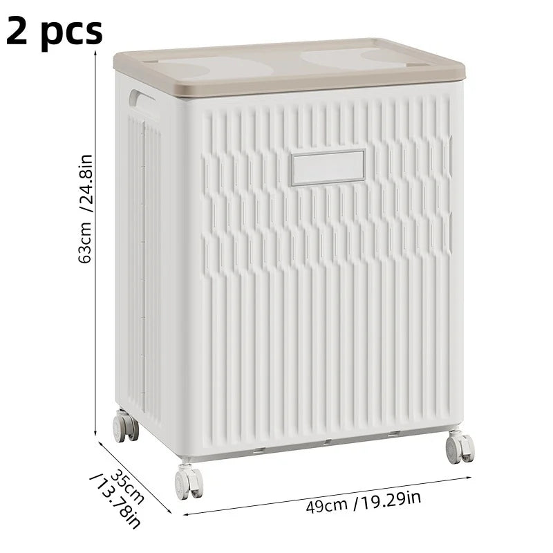 Large-Capacity Foldable Storage Box White with Universal Wheels Mobile Heavy-Duty Flip-Top Design for Home Use of Clothes/Toys Oasis Select 2 PCS