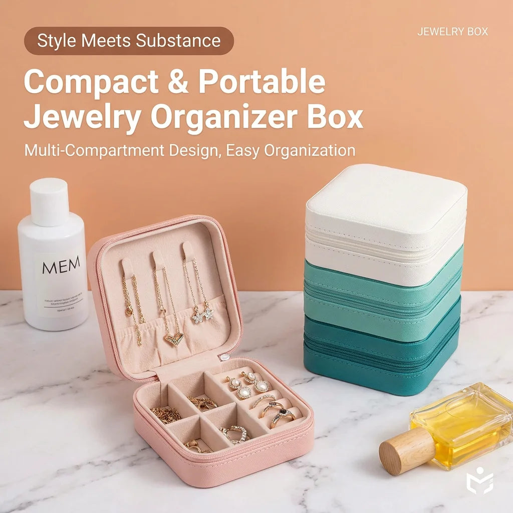 Mini PU Jewelry Organizer Box – Travel Case for Women
