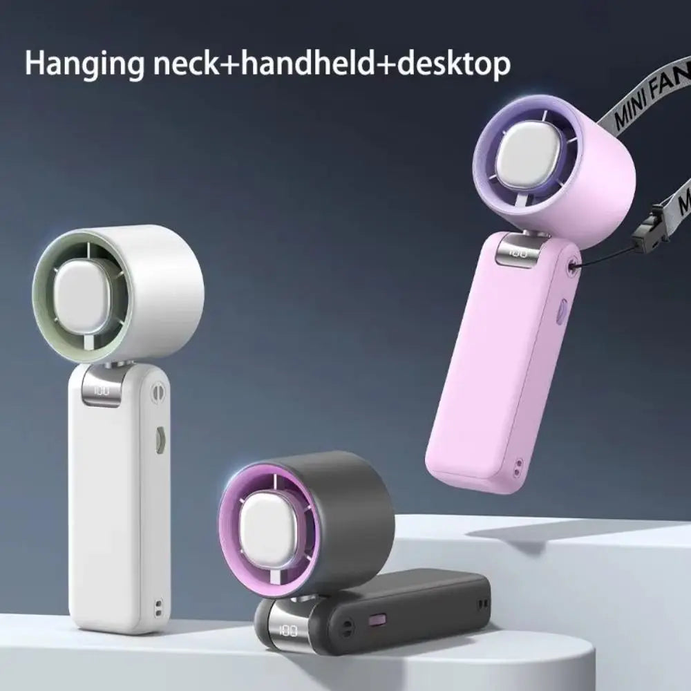 Travel Portable Small USB Charging Fan Rechargeable Stand Mini Hand Fan Convenient LED Digital Display Turbo Fan Lash Supplies Oasis Select
