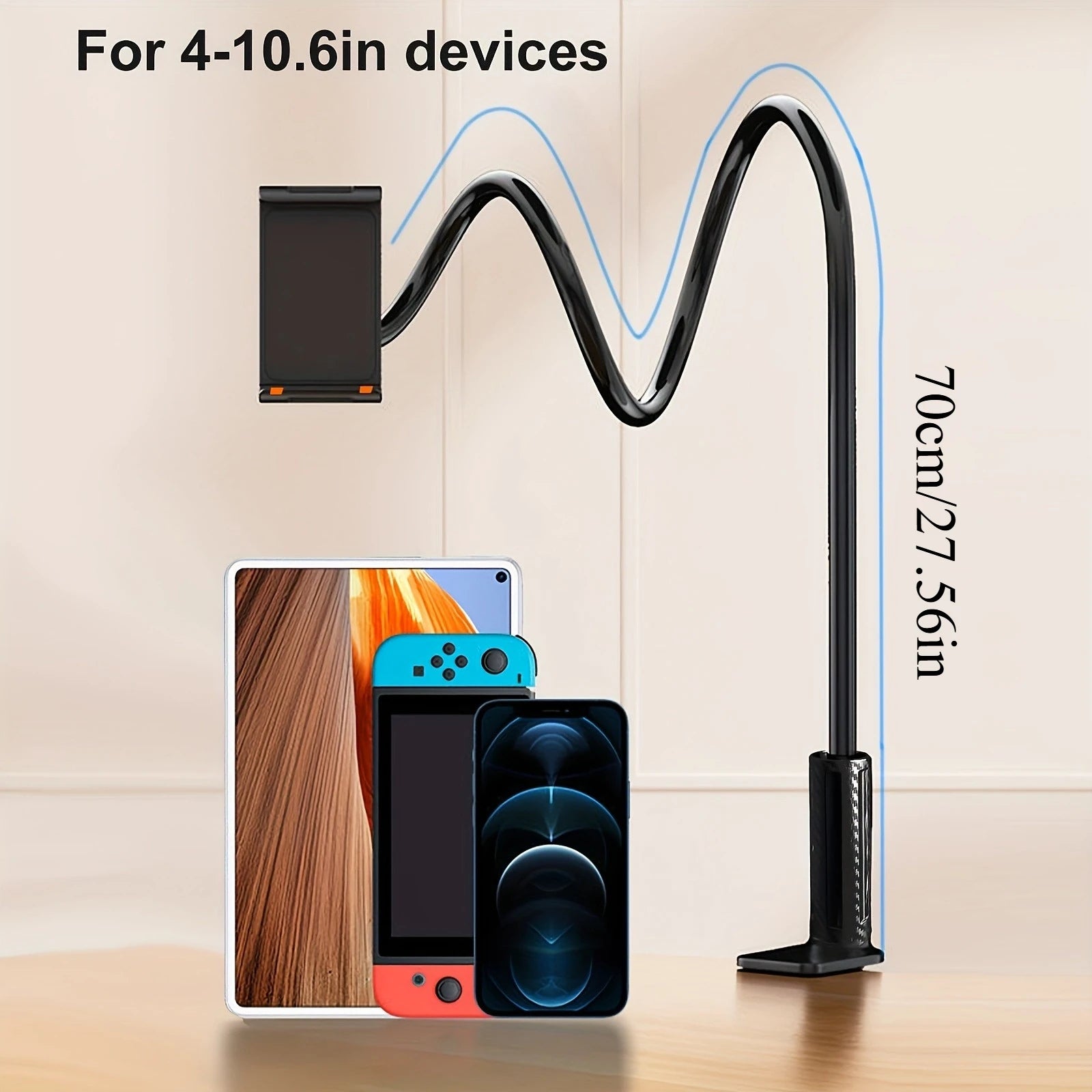 360° Rotating Tablet Phone Holder, Long Arm Spiral Base Mount for Bed Headboard Desk, Adjustable Stand Tablet Wall Mount Oasis Select