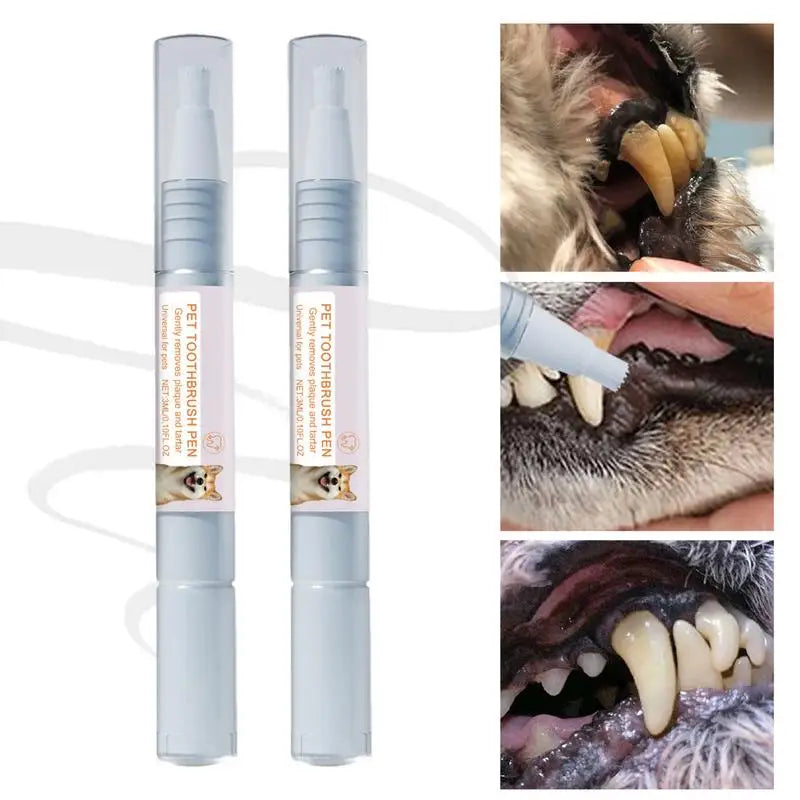 2pcs Pet Toothbrush Pen Soft Bristles Dog Oral Stone Cleaning Pen Pet Dog/Cat Teeth Refreshing Pen Pet Dog Cat Beauty Toothbrush Oasis Select