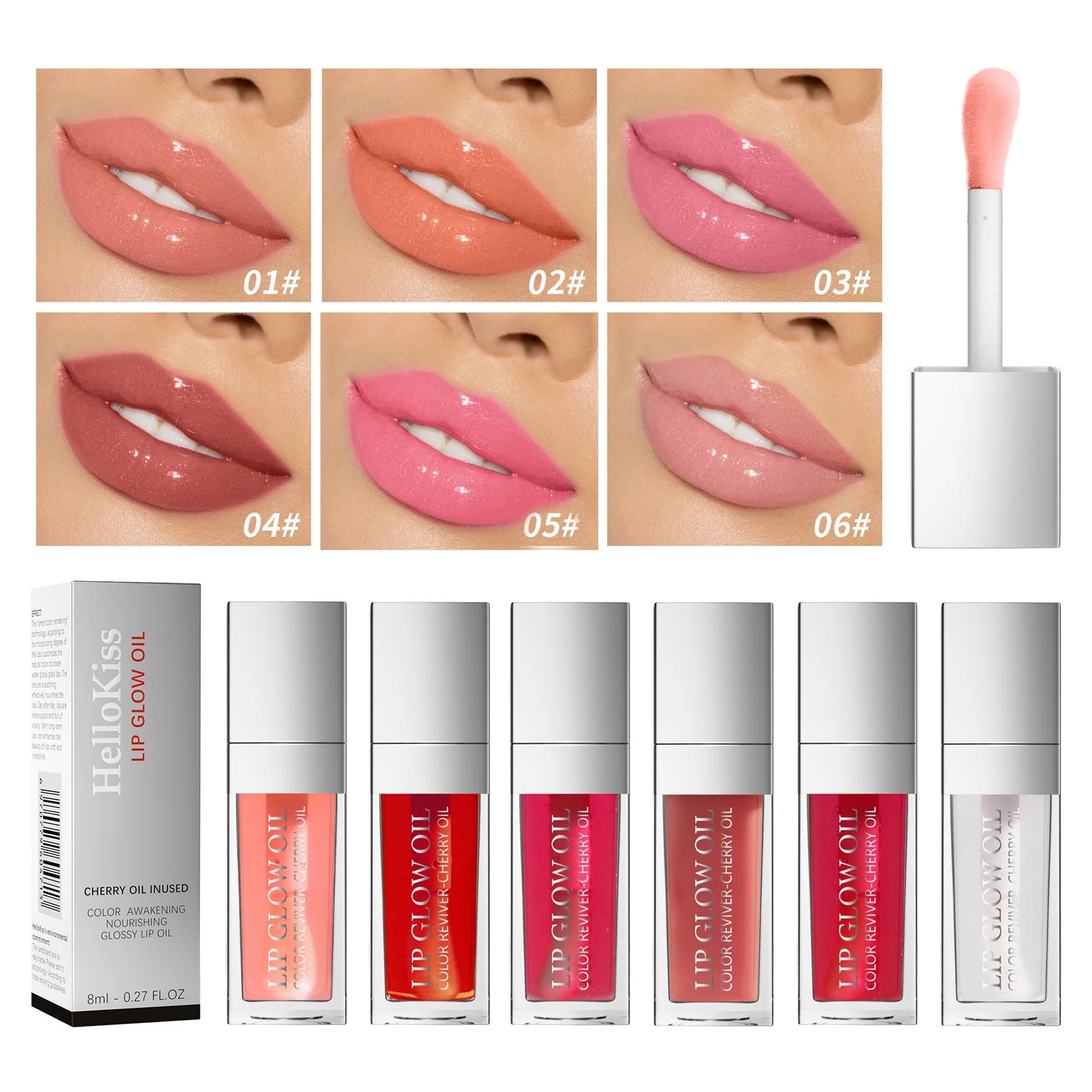 Hello Kiss Crystal Jelly Lip Oil – Plumping Tinted Gloss 8ml