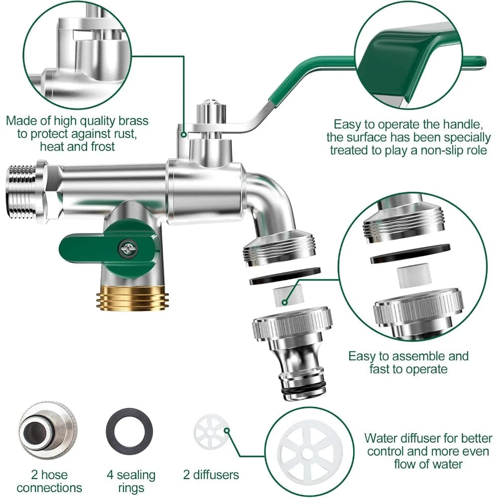 Garden Hose Brass Tap Faucet Adapter 1/2'' IBC Water Tank Connector 2-Way 1-Way Irrigation Joint Replacement Fitting Ball Valve Oasis Select