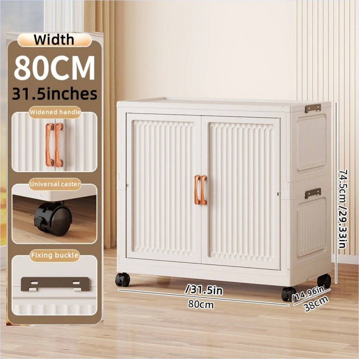 80cm Foldable Double-Door Wardrobe-No Assembly Portable Closet, Large Capacity Storage for Bedroom/Living Room (Clothes/Quilts) Oasis Select 1 Large White
