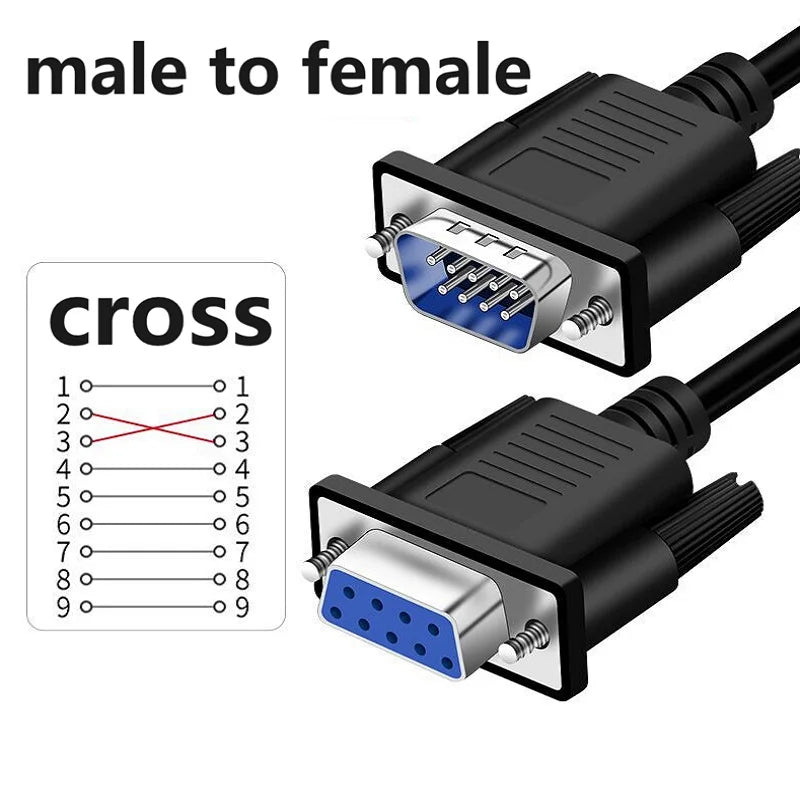 DB9 9Pin Serial Direct cross RS232 Extension Cable Connecting Line DB9 9Pin cable Male To Male/female Data Line Extension Cable Oasis Select male to Female B 1.5m