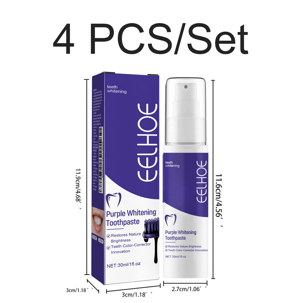 Purple Toothpaste Teeth Whitening Remove Yellow Stains Fights Tartar Fresh Breath Oral Hygiene Teeth Care Cleaning Toothpaste Oasis Select light green