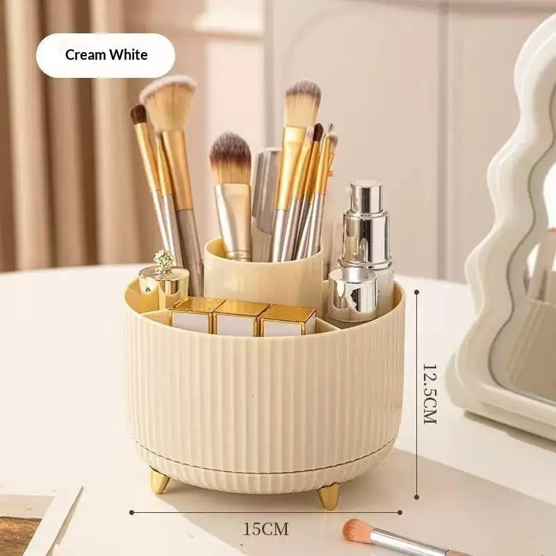 1Pcs 5 Slot Cosmetic Organizer 360° Rotating Makeup Brush Holder For Nail Polishes Skincare Perfumes Desktop Vanity Storage Oasis Select