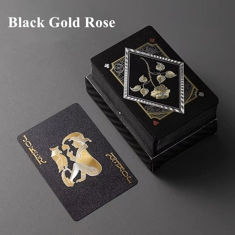 Magic Playing Cards Waterproof Multiple Styles Colors for Poker Game Night Gift Collection Family Fun Tarot Cards Table Game Oasis Select Black Gold Rose