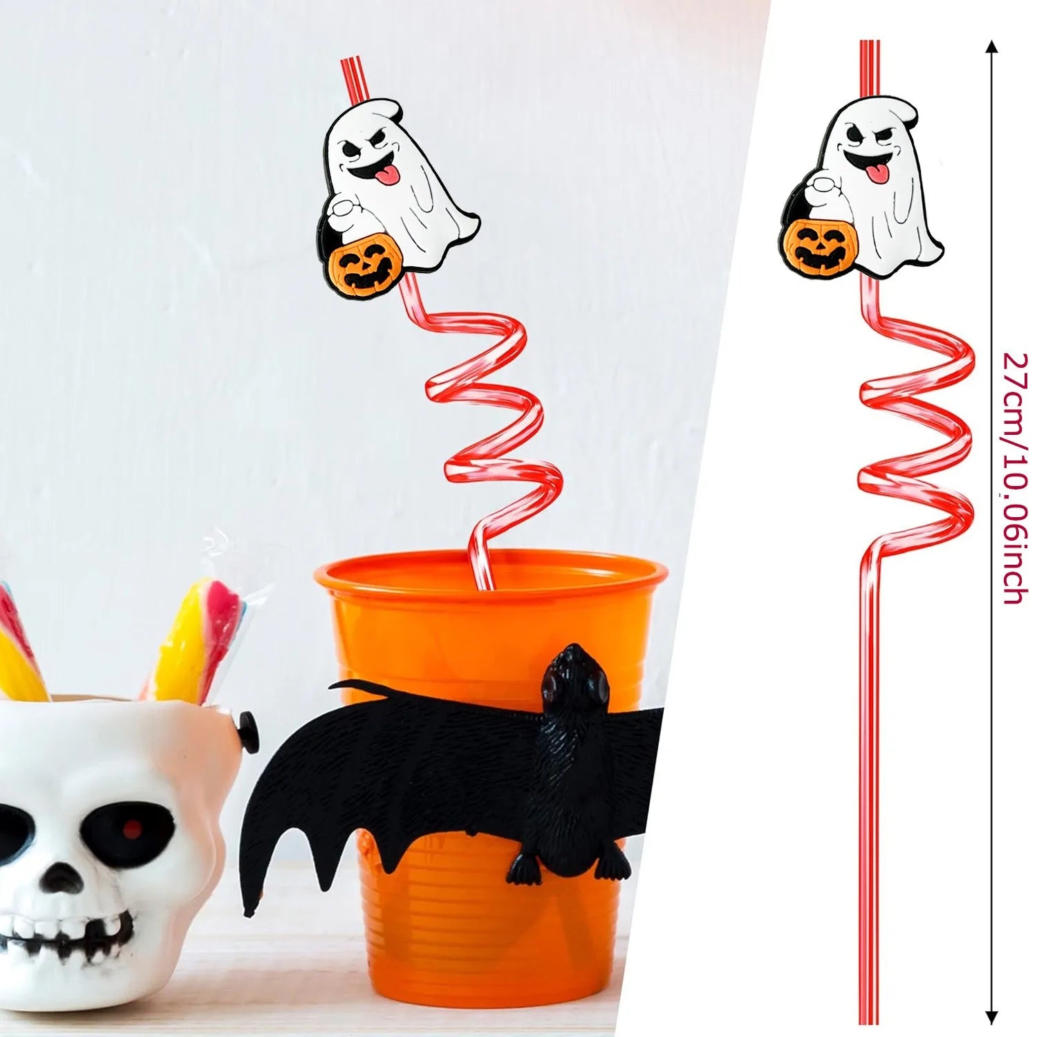 8-Pack Spiral Reusable Plastic Straws – Party & Halloween Reusable Drinking Straws Oasis Select