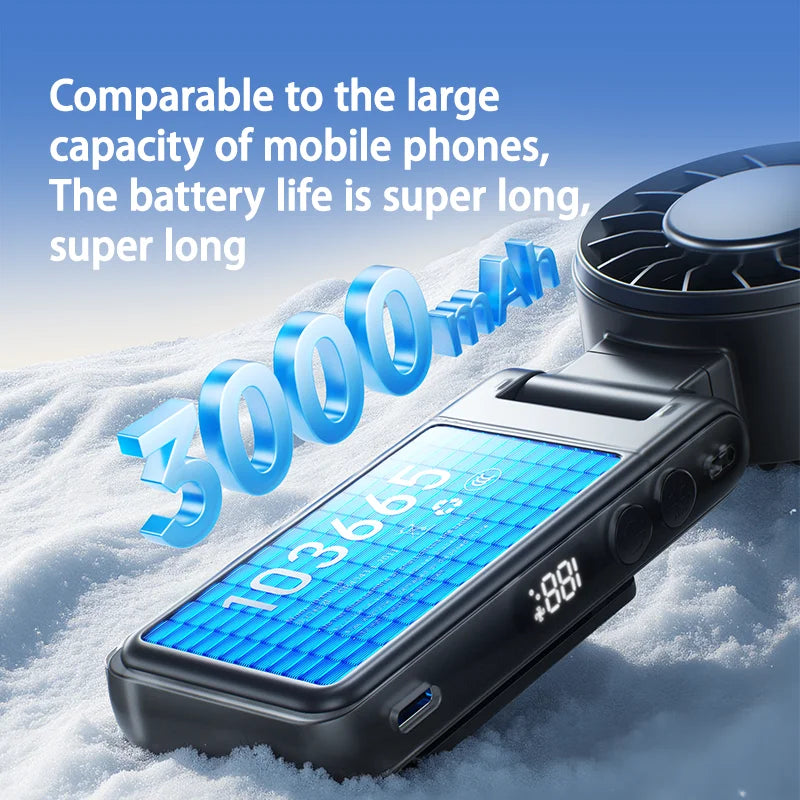 5-speed Portable Camping Cooling Fan with Clip Foldable Handheld Fans Home High Wind Speed Cooling Blower 3000mAh Lanyard Fans Oasis Select