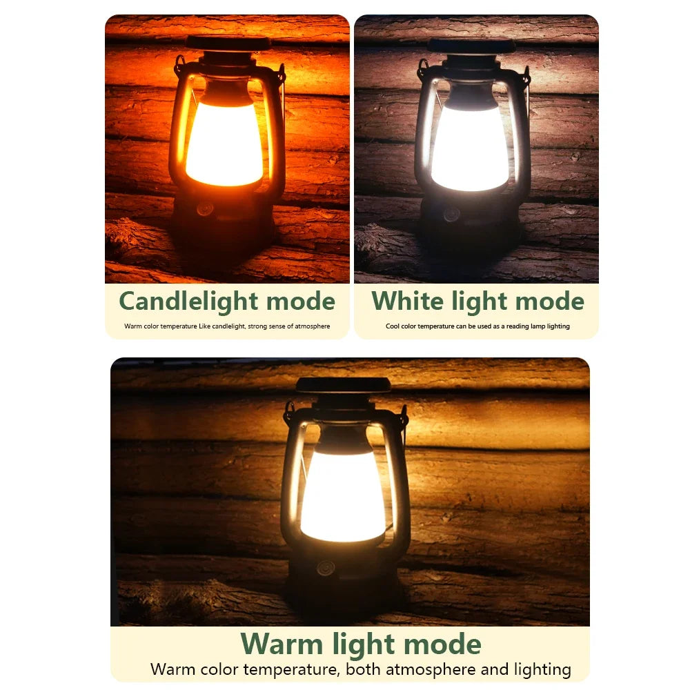 USB Rechargeable Camping Light Portable Camping Lanterns Hanging Tent Light 3000-5000K Stepless Dimming with Solar Charging Oasis Select