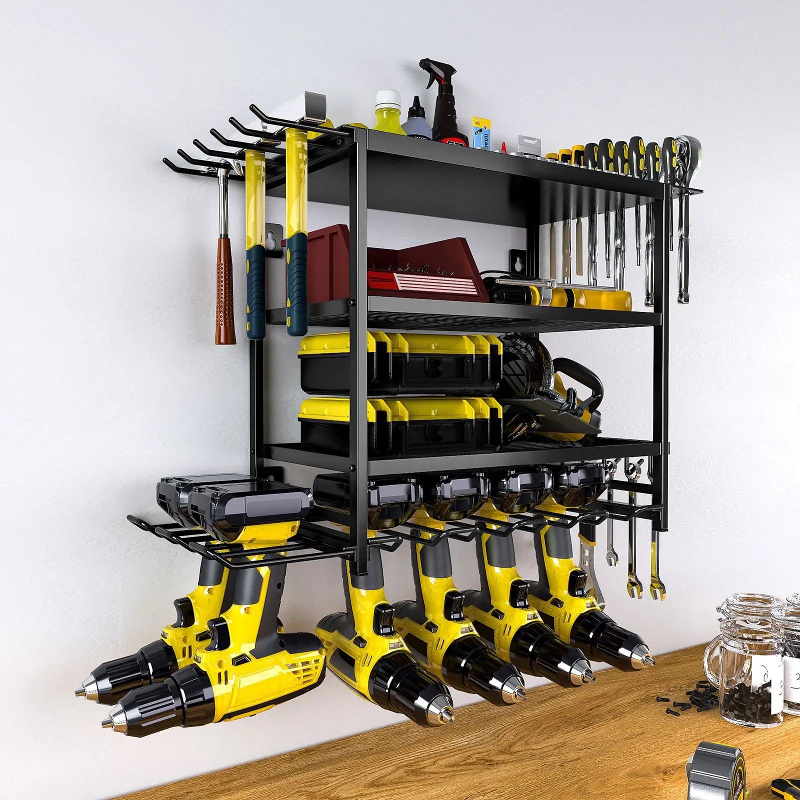 Multi-layer power tool storage rack Wall-mounted hand drill tool rack Garage screwdriver bracket Tool storage rack Oasis Select