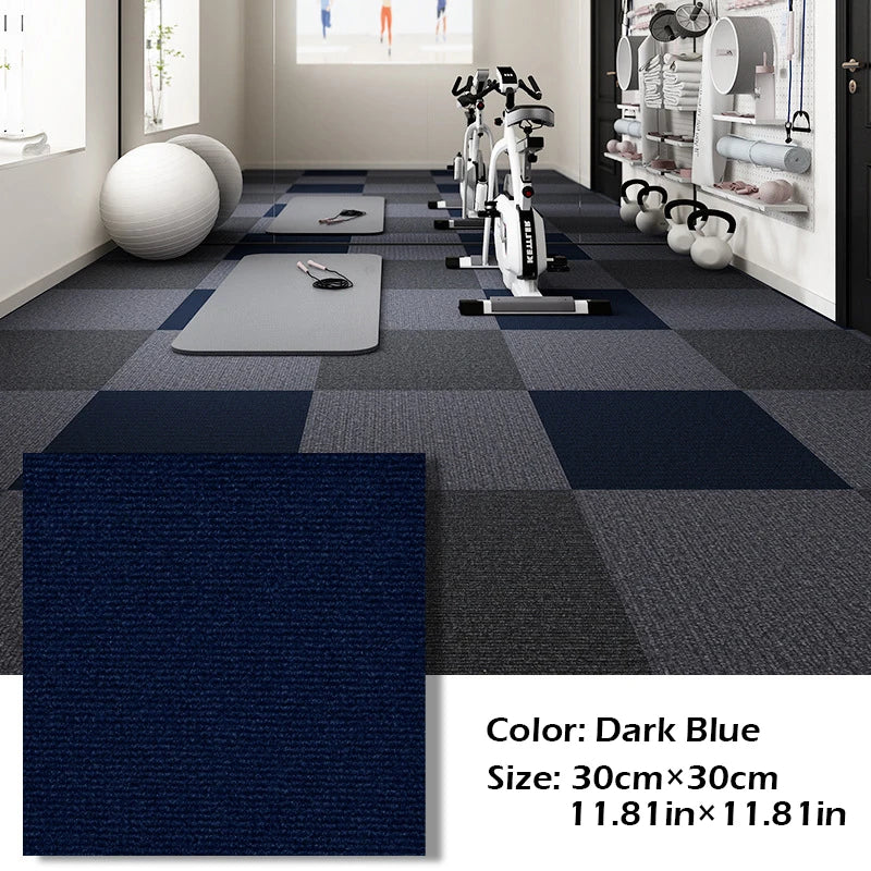 30X30cm Self-adhesive Anti Slip Splicing Block Floor Mute Rug Bedroom Mat Carpet Water Absorption and Anti Slip Living Room Home Oasis Select dark blue 30X30cm-20pcs