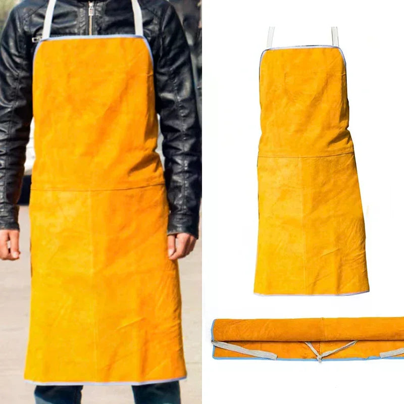Washable Wear-resistant Heat Insulation Cowhide Leather Welding Apron Soldering Protective Clothing Blacksmith Oasis Select