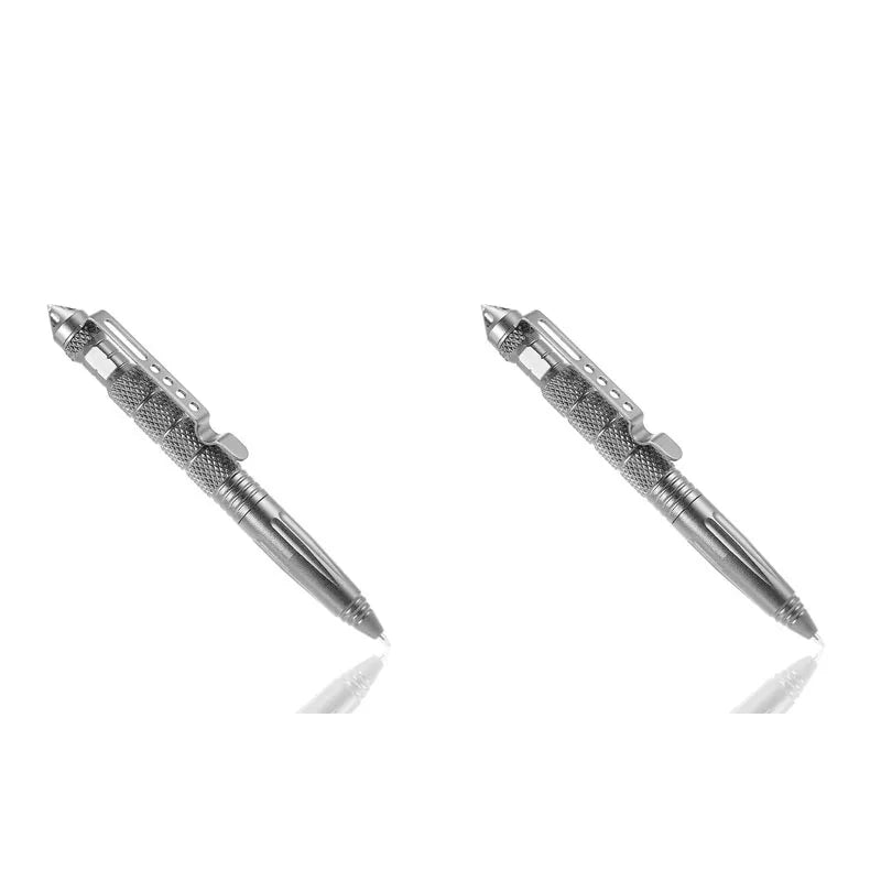 1/2/3/4pcs Multi Functional Tactical Pen High Quality Aluminum Anti Skid Portable Self Pen Steel Glass Breaker Survival Tool Oasis Select 2pcs Sliver