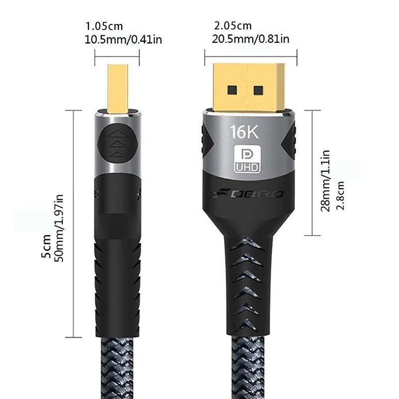 16K DP 2.1 8K@120Hz 4K@240Hz 80Gbps HDR Video Audio Displayport Cable Display Port for Laptop TV Xbox Projector Gaming Monitor Oasis Select