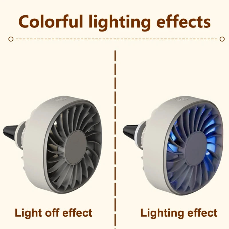Powerful Cooling Solution; USB Car Vent Fan with Adjustable Speeds and Light; Ideal for Rear Seat Heat Dissipation Oasis Select