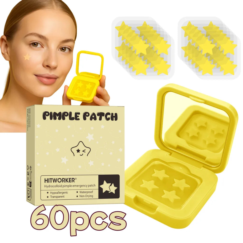 60-Piece Star Blemish Cover Patches + Makeup Mirror | Hydrogel Blemish Cover Patch Oasis Select YELLOW
