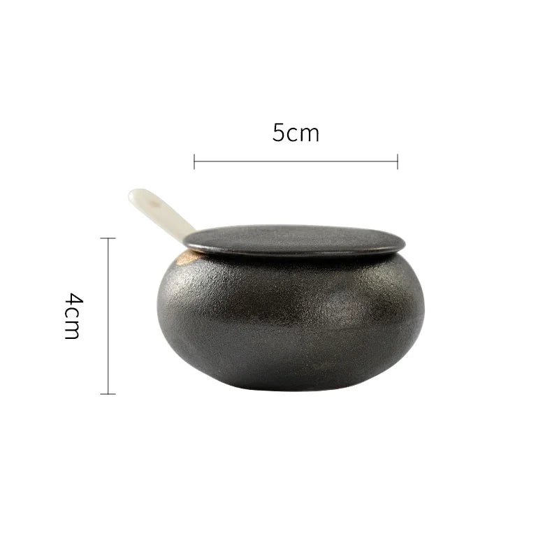 Ceramic Spice Jar Salt and Pepper Shakers Wooden Tray Seasoning Box Home Kitchen Tools Spice Organizer Jars Kitchen Accessories Oasis Select C Seasoning jar-1