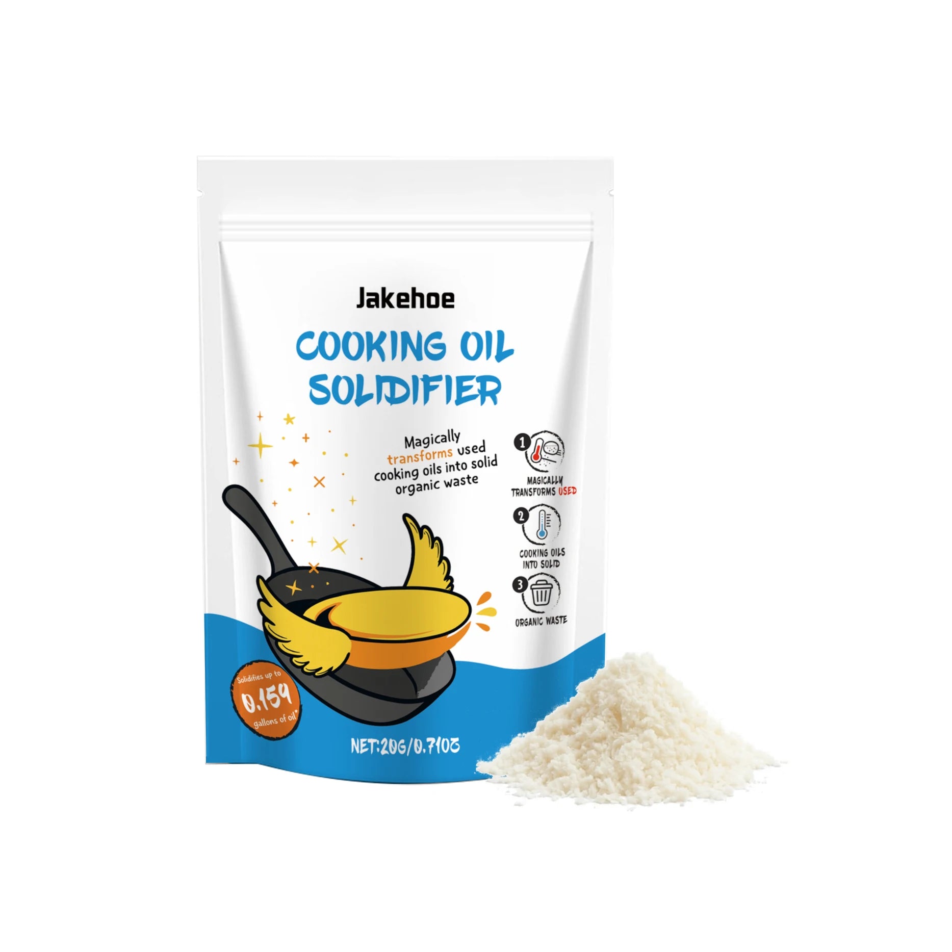 Cooking Oil Solidifier Powder Prevents Clogged Drains Turns Used Fryer Oil Into Solid Disposal For Home Restaurant Eco Cleaning Oasis Select 20g trial pack