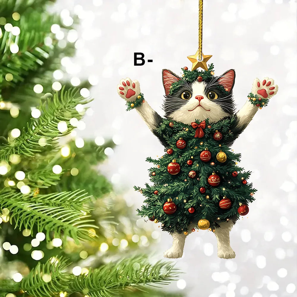 1PCS Christmas Tree Pendants Acrylic Cute Cat Hanging Ornaments for Wall Xmas Tree Decorations Party Supplies New Year Gifts Oasis Select