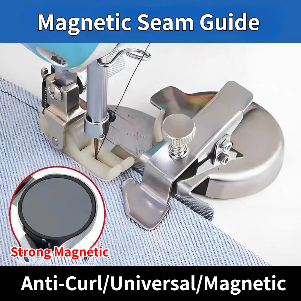 Magnetic Hem Guide Sewing Ruler | Universal Machine Attachment