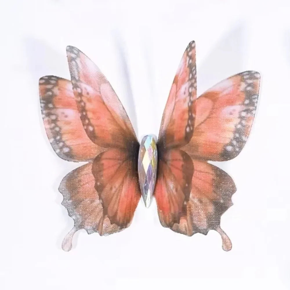 50Pcs 3D Organza Fabric Butterfly Appliques Double-layer Gradient Color Simulation Mesh Butterfly Patch Translucent Oasis Select 2-07