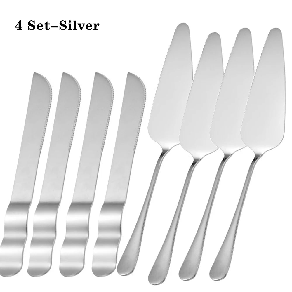 8-Pc Rose Gold Stainless Steel Wedding Cake Knife Set Cake Knife Set Oasis Select Silver