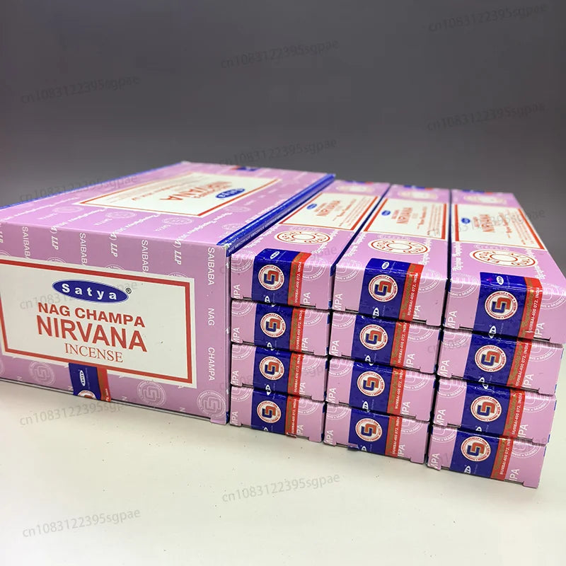 12Boxes Satya Origin100% 15g Hand-Rolled Incense Sticks, SANDAL WOOD，MONEY MATRIX，NAGCHAMPA Multiple Flavors for Yoga Meditation Oasis Select NIRVANA 12 small boxex