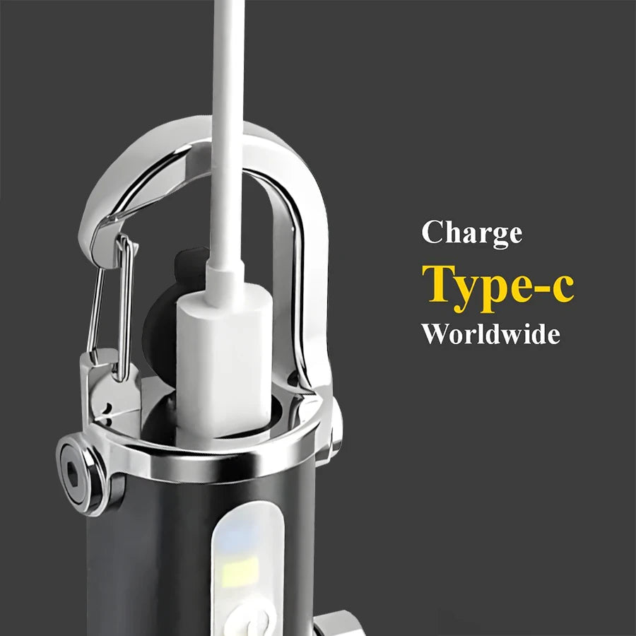 Mini Keychain Flashlight Rechargeable Pocket COB Working Light Outdoor Hook Emergency Warning Light for Camping Walking Hiking Oasis Select