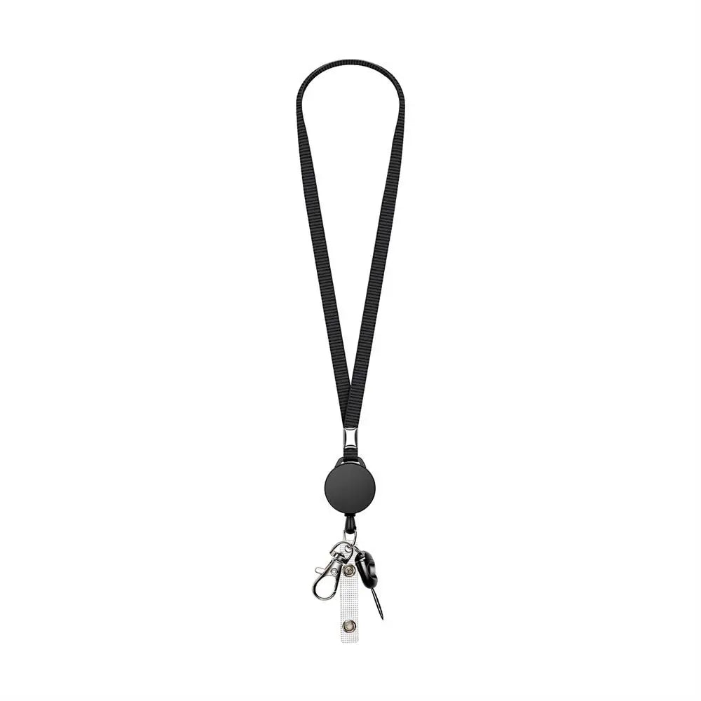 Neck Strap Key Chain Lanyard Card Holder Badge Reel Phone Key Ring ID Name Card Nurse Retractable Badge Holder Office Supplies Oasis Select Black