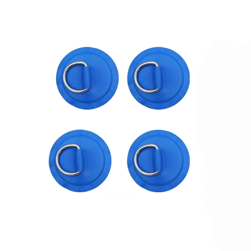 Surfboard Dinghy Boat PVC Patch With Stainless Steel D Ring Deck Rigging Sup Round Ring Pad 5M Elastic Bungee Rope Kit Oasis Select 4 Blue