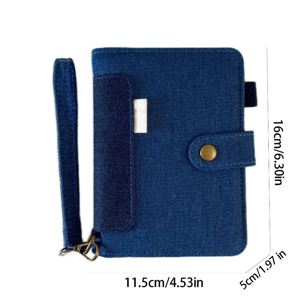 A7 Retro Denim Notebook Refillable Loose Leaf Handwritten Diary Reusable Casing Thick Paper Planner Journal Notebook Student Oasis Select