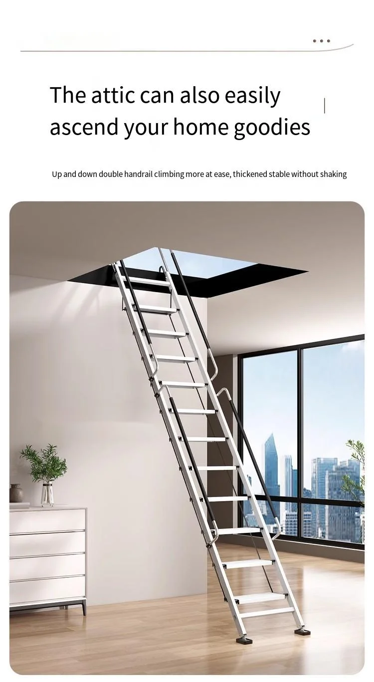 Ladder,household Aluminum Alloy Folding Telescopic Platform, Staircase,indoor Handrail,thickened Mobile Portable Climbing Ladder Oasis Select