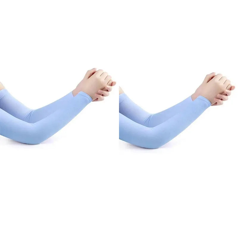 1/2pair Ice Silk Sun Protection Cuffs Gloves Sun Protection UV Protection Hand Protection Cover Anti Slip Summer Outdoor Cycling Oasis Select blue-2pairs