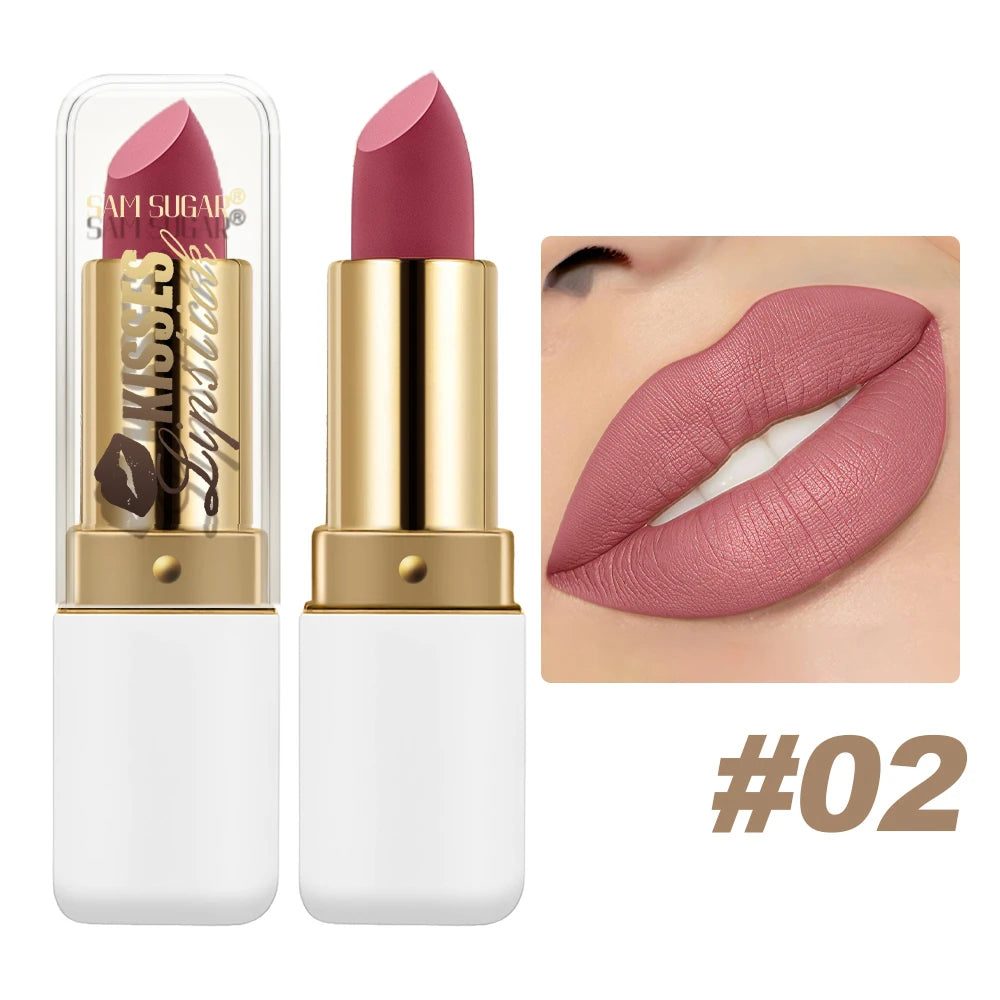 SAM SUGAR Metallic Pearlescent Lipstick – Matte Velvet Waterproof