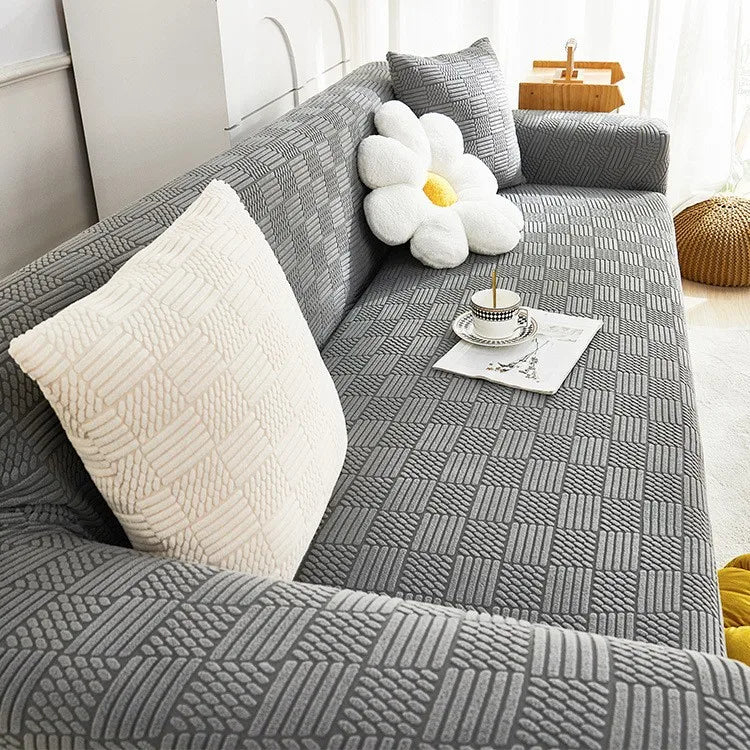 Bohemian Jacquard Velvet Sofa Cover for Autumn and Winter Thickened Plush, High-end Feel Cat Scratch-resistant Sofa Cover Oasis Select 1 people 90-140cm grey